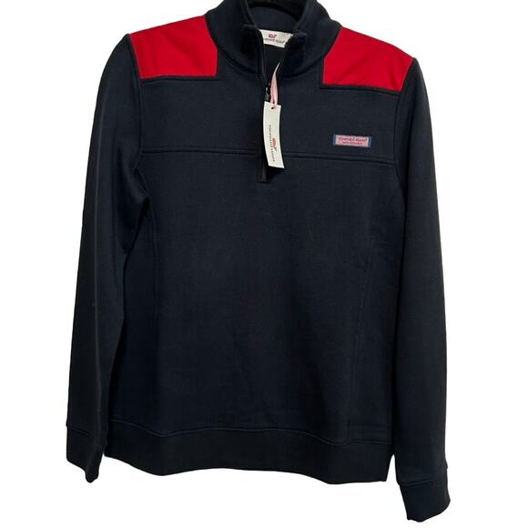 NWT Vineyard Vines Shep Shirt Quarter Zip S Black Red Pullover Classic Preppy - Picture 15 of 15